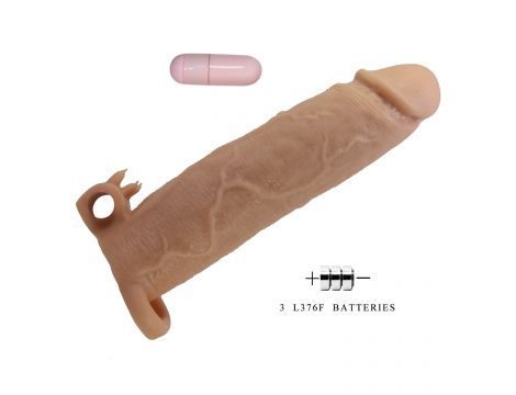 Przedłużka na penisa Pretty Love Xerxes wibrująca cielista 22 cm - 5