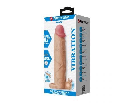 Przedłużka na penisa Pretty Love Xerxes wibrująca cielista 22 cm - 6