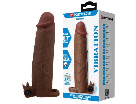 Wibrująca przedłużka na penisa Pretty Love Xerxes 22 cm ciemnobrązowa - 5