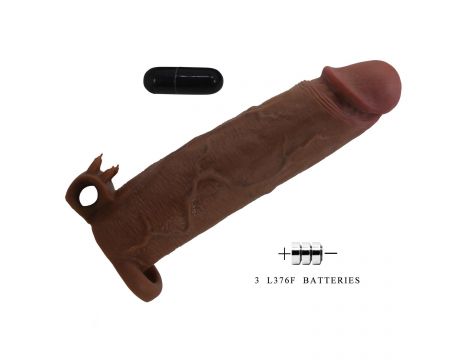 Wibrująca przedłużka na penisa Pretty Love Xerxes 22 cm ciemnobrązowa - 8