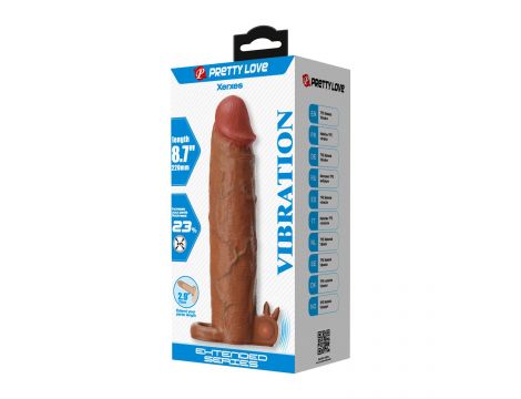 Wibrująca przedłużka na penisa Pretty Love Xerxes 22 cm ciemnobrązowa - 7