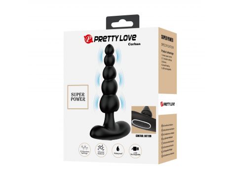 Wibrujący korek analny z koralikami Corban Pretty Love silikonowy - 2