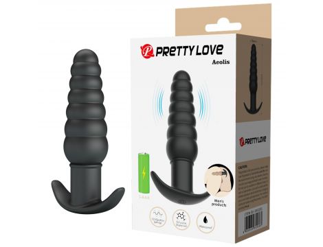 Wibrujący korek analny Pretty Love Aeolis czarny silikonowy - 2