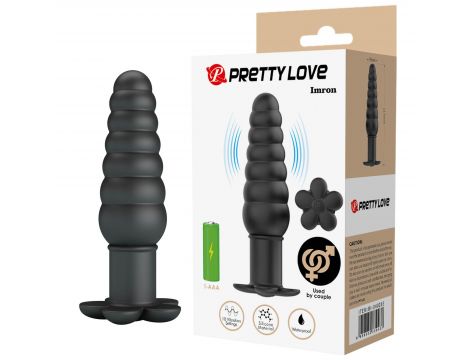 Korek analny wibrujący Pretty Love Imron czarny silikonowy - 3