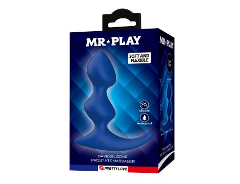 Niebieski silikonowy masażer prostaty Mr. Play David - 7