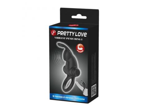 Pierścień wibrujący Pretty Love silikonowy 10 funkcji czarny - 8