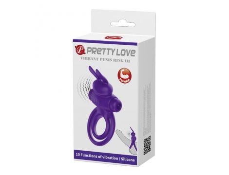 Pierścień wibrujący Pretty Love fioletowy 10 funkcji - 8