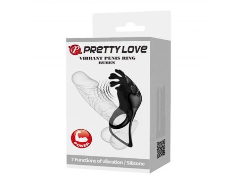 Pierścień wibrujący Pretty Love Ruben silikonowy czarny 7 funkcji - 10