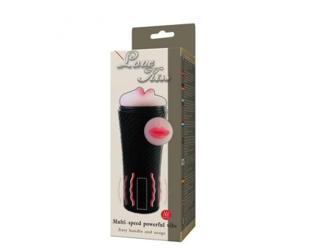 Masturbator wibrujący Baile Love Kiss usta CyberSkin 23 cm AAA - 7