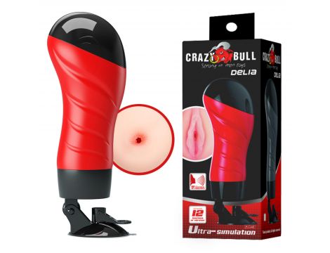 CRAZY BULL - Delia, 12 vibration functions Suction base Sex talk, 2 AAA batteries