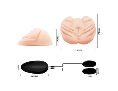 Masturbator realistyczny Crazy Bull wagina i anus wibrujący cielisty 22 cm - 4