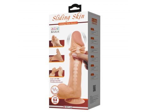 Wibrator realistyczny Baile Sliding Skin 9,4'' cielisty z przyssawką - 10