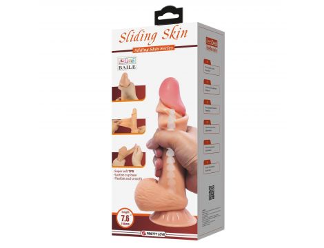 Dildo realistyczne Baile Sliding Skin cieliste 19 cm z przyssawką - 10