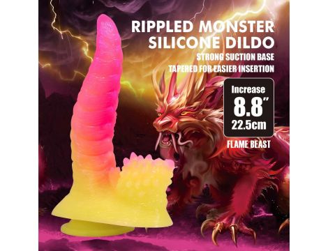 Dildo silikonowe żłobione Power Monsters Flamebeast 22,5 cm - 7