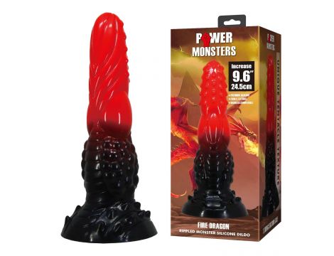 Dildo silikonowe pofalowane Power Monsters Fire Dragon 24.5 cm - 2