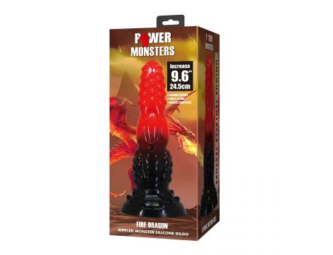 Dildo silikonowe pofalowane Power Monsters Fire Dragon 24.5 cm - 9