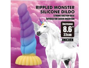 Dildo silikonowe Power Monsters Unicorn faliste 22 cm z przyssawką
