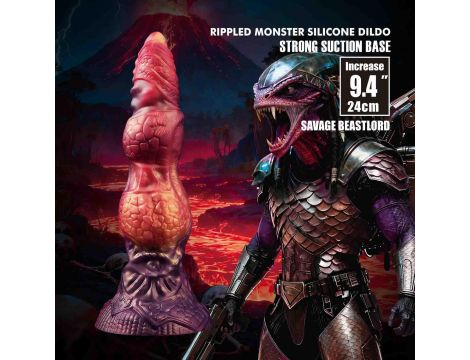 Dildo silikonowe pofalowane Savage Beastlord 24 cm Power Monsters - 5