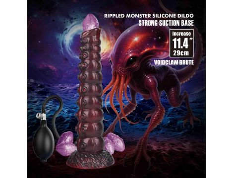 Dildo silikonowe pofalowane Power Monsters Voidclaw Brute 29 cm fioletowe