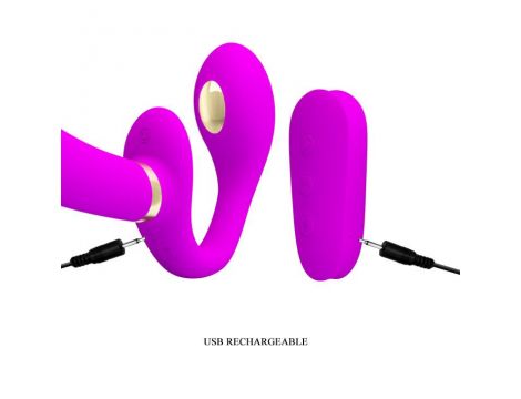 Strap on wibrujący Pretty Love Thunderbird fioletowy USB - 4