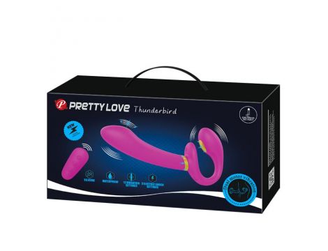 Strap on wibrujący Pretty Love Thunderbird fioletowy USB - 5