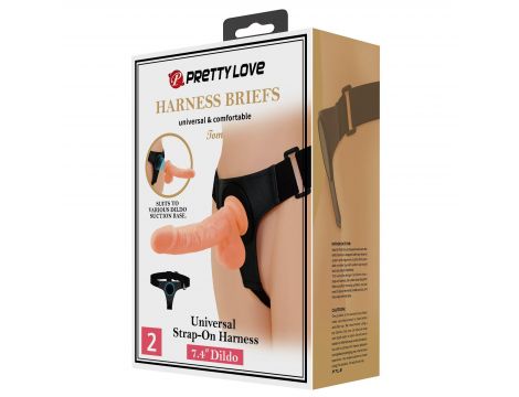 PRETTY LOVE - HARNESS BRIEFS- Tom, Universal Strap-On, 7.4'' Dildo - 9