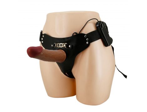 PRETTY LOVE - HARNESS BRIEFS Starks Universal Strap-On Harness 6,9'' Vibration Dildo Light Brown - 3