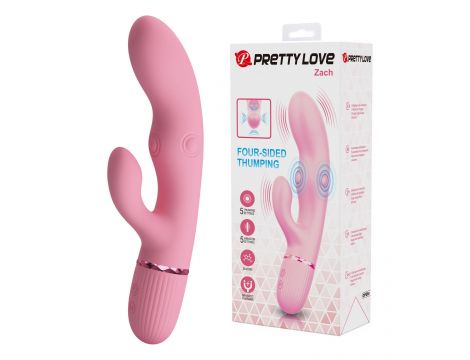 Silikonowy wibrator króliczek czterostronny Pretty Love Zach różowy