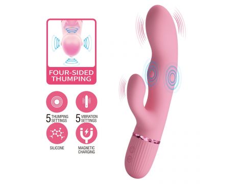 Silikonowy wibrator króliczek czterostronny Pretty Love Zach różowy - 3