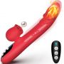 Wibrator silikonowy liżący pchający podgrzewany B Series Fox czerwony 24cm - 5