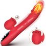Wibrator silikonowy liżący pchający podgrzewany B Series Fox czerwony 24cm - 7