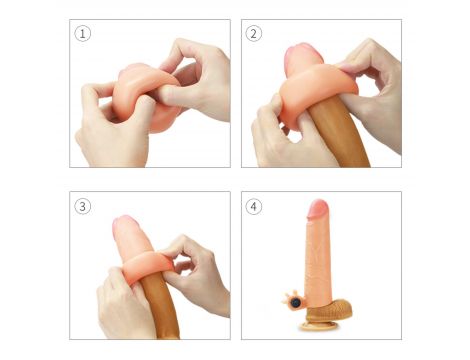 Wibrująca silikonowa przedłużka na penisa Lovetoy 5 cm - 5