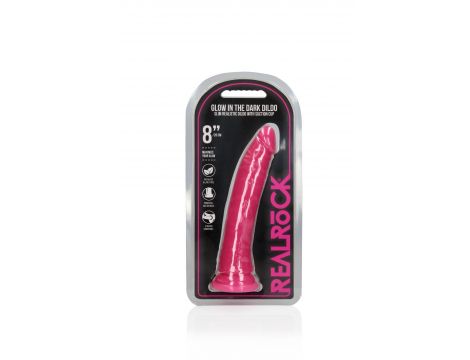 Dildo realistyczne RealRock z przyssawką świecące w ciemności 20 cm - 2