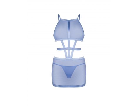 Transparentna błękitna sukienka Shaderi z stringami Obsessive M/L - 3