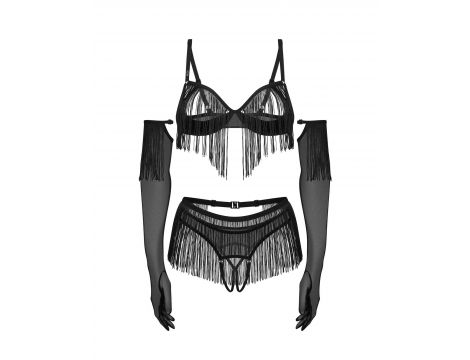 Obsessive Rossay Black komplet otwarty czteroczęściowy L XL - 5