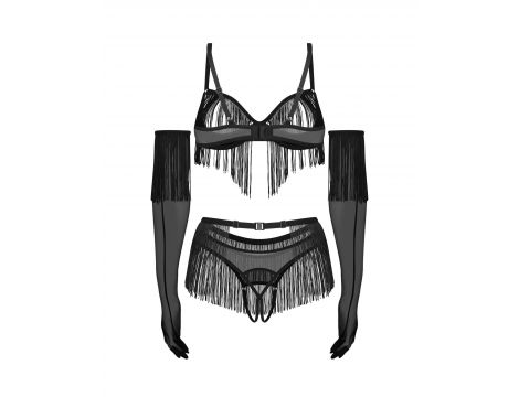 Obsessive Rossay Black komplet otwarty czteroczęściowy L XL - 6