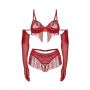 Obsessive Rossay Red komplet czteroczęściowy otwarty czerwony L/XL - 6