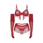 Obsessive Rossay Red komplet czteroczęściowy otwarty czerwony L/XL - 7
