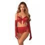 Komplet Obsessive Rossay Red otwarty czteroelementowy czerwony 2XL/3XL - 2