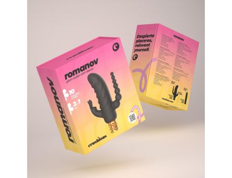 Mini wibrator Crushious Romanov z silikonową nakładką 13 cm - 11