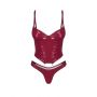 Błyszczący lakierowany gorset z stringami Obsessive Redya L/XL - 8