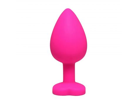 Różowy korek analny serduszko Large z białym kryształem Fantasy 9 cm - 2