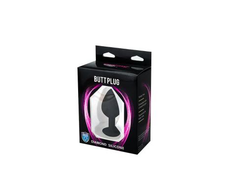Silikonowy korek analny Fantasy czarny z sercem i diamentem 8 cm - 3