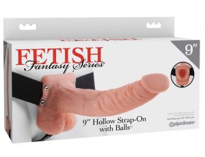 FETISH FANTASY SERIES 9 INCH HOLLOW STRAP-ON WITH BALLS LIGHT