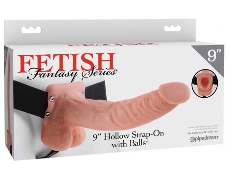 FETISH FANTASY SERIES 9 INCH HOLLOW STRAP-ON WITH BALLS LIGHT
