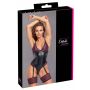 Body string z paskami do pończoch Cottelli LINGERIE czarno różowe S - 2