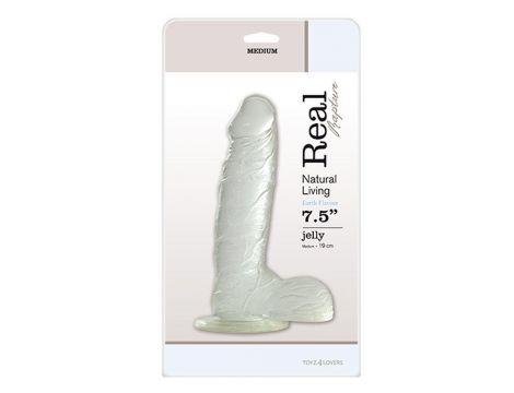 Dildo żelowe Real Rapture przezroczyste 19 cm z przyssawką