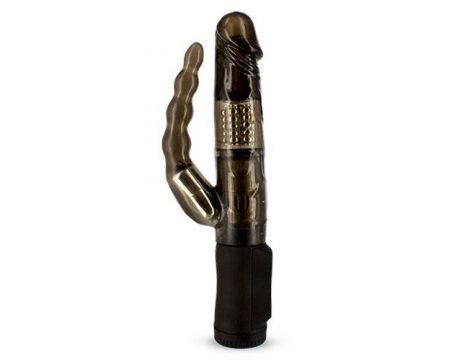 Żelowy wibrator z obracającymi się perełkami Toyz4lovers czarny - 2