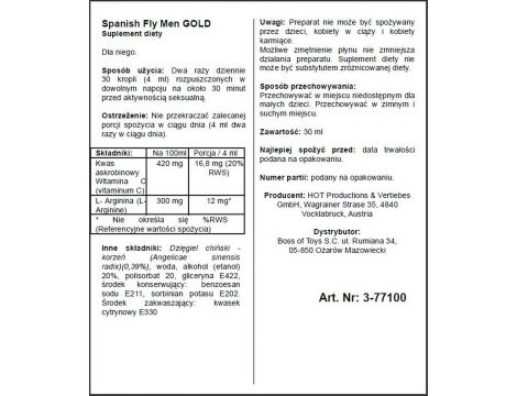 Krople pobudzające Spain Fly Men Złoty Mocny Hot 30ml - 2