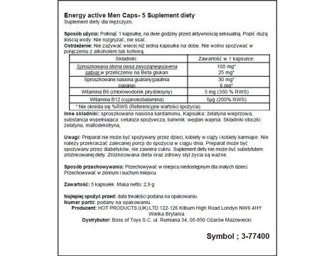 Kapsułki pobudzające dla mężczyzn Hot Men Energy 5 szt - 2